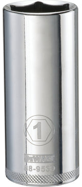 DEWALT DWMT88953OSP Drive Hand Socket, 1 in Socket, 1/2 in Drive, 6-Point, Steel, Polished Chrome Vanadium
