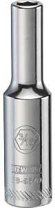 DEWALT DWMT88964OSP Drive Hand Socket, 3/16 in Socket, 1/4 in Drive, 6-Point, Steel, Polished Chrome Vanadium