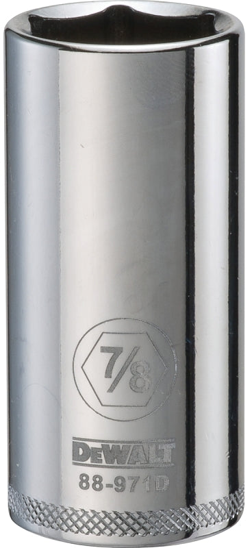DEWALT DWMT88971OSP Drive Hand Socket, 7/8 in Socket, 3/8 in Drive, 6-Point, Steel, Polished Chrome Vanadium