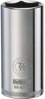 DEWALT DWMT88971OSP Drive Hand Socket, 7/8 in Socket, 3/8 in Drive, 6-Point, Steel, Polished Chrome Vanadium