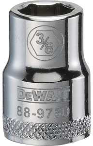 DEWALT DWMT88976OSP Drive Hand Socket, 3/8 in Socket, 3/8 in Drive, 6-Point, Steel, Polished Chrome Vanadium