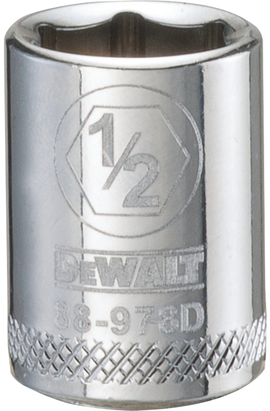 DEWALT DWMT88978OSP Drive Hand Socket, 1/2 in Socket, 3/8 in Drive, 6-Point, Steel, Polished Chrome Vanadium