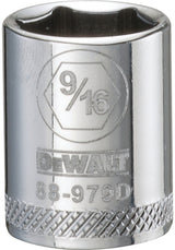 DEWALT DWMT88979OSP Drive Hand Socket, 9/16 in Socket, 3/8 in Drive, 6-Point, Steel, Polished Chrome Vanadium