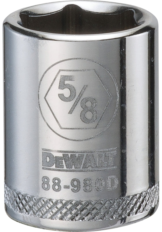 DEWALT DWMT88980OSP Hand Socket, 5/8 in Socket, 3/8 in Drive, 6-Point, Vanadium Steel, Polished Chrome