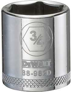 DEWALT DWMT88982OSP Drive Hand Socket, 3/4 in Socket, 3/8 in Drive, 6-Point, Steel, Polished Chrome Vanadium