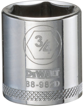 DEWALT DWMT88982OSP Drive Hand Socket, 3/4 in Socket, 3/8 in Drive, 6-Point, Steel, Polished Chrome Vanadium