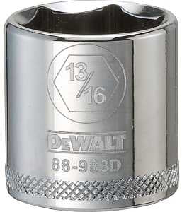 DEWALT DWMT88983OSP Drive Hand Socket, 13/16 in Socket, 3/8 in Drive, 6-Point, Steel, Polished Chrome Vanadium