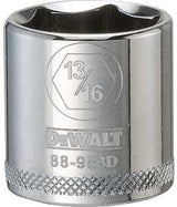 DEWALT DWMT88983OSP Drive Hand Socket, 13/16 in Socket, 3/8 in Drive, 6-Point, Steel, Polished Chrome Vanadium