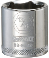 DEWALT DWMT88983OSP Drive Hand Socket, 13/16 in Socket, 3/8 in Drive, 6-Point, Steel, Polished Chrome Vanadium