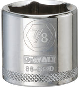 DEWALT DWMT88984OSP Drive Hand Socket, 7/8 in Socket, 3/8 in Drive, 6-Point, Steel, Polished Chrome Vanadium