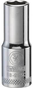 DEWALT DWMT88985OSP Drive Hand Socket, 3/8 in Socket, 3/8 in Drive, 6-Point, Steel, Polished Chrome Vanadium