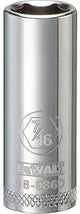 DEWALT DWMT88986OSP Drive Hand Socket, 7/16 in Socket, 3/8 in Drive, 6-Point, Steel, Polished Chrome Vanadium