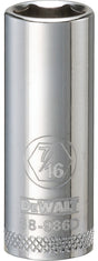 DEWALT DWMT88986OSP Drive Hand Socket, 7/16 in Socket, 3/8 in Drive, 6-Point, Steel, Polished Chrome Vanadium