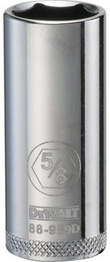 DEWALT DWMT88989OSP Drive Socket, 5/8 in Socket, Deep Socket, 2-3/32 in OAL, 3/8 in Drive, 6-Point, Vanadium Steel