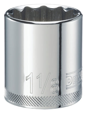 DEWALT DWMT86473OSP Hand Socket, 1-1/8 in Socket, 1/2 in Drive, 12-Point, Vanadium Steel, Polished Chrome-Plated