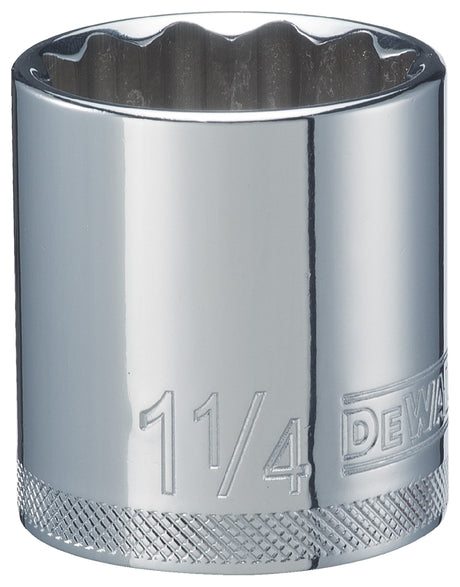 DEWALT DWMT86474OSP Hand Socket, 1-1/4 in Socket, 1/2 in Drive, 12-Point, Vanadium Steel, Polished Chrome-Plated