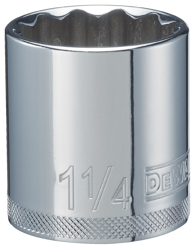 DEWALT DWMT86474OSP Hand Socket, 1-1/4 in Socket, 1/2 in Drive, 12-Point, Vanadium Steel, Polished Chrome-Plated