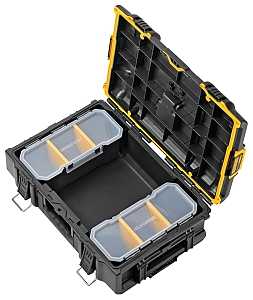 DEWALT ToughSystem 2.0 DWST08165 Tool Box, 110 lb, Plastic, Black, 21-3/4 in L x 14-3/4 in W x 7 in H Outside