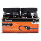 Keeper 06323 Bungee Cord, Polypropylene End, 48 in L, Rubber, Gray, Hook End, 4/PK
