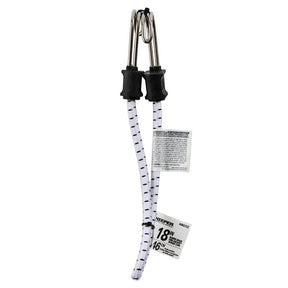 Keeper A06272Z Bungee Cord, 0.315 in Dia, 18 in L, Rubber/Steel, Black/White, Hook End