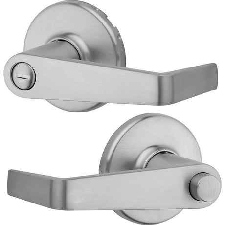 Kwikset 733KNL 26D RCAL UL Passage Door Lock, Pushbutton Lever Handle, Metal, Satin Chrome, 2-3/8, 2-3/4 in Backset