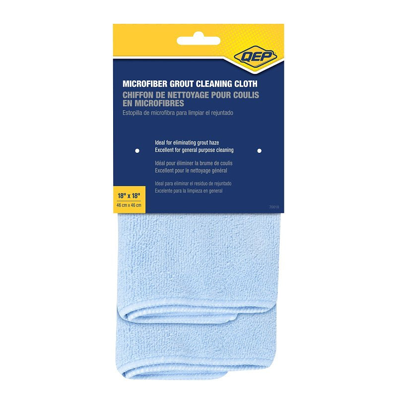 QEP 70018 Grout Cleaning Cloth, 18 in L, 18 in W, Microfiber, Blue