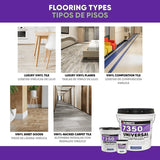 Roberts 7350 Series 7350RB004 Universal Flooring Adhesive, Paste, Resinous, Very Mild Acrylic, Off-White, 1 gal, Pail, Pack of 4