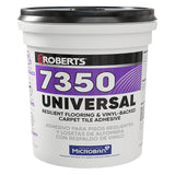 Roberts 7350 Series 7350RB004 Universal Flooring Adhesive, Paste, Resinous, Very Mild Acrylic, Off-White, 1 gal, Pail, Pack of 4