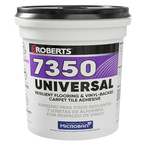 Roberts 7350 Series 7350RB004 Universal Flooring Adhesive, Paste, Resinous, Very Mild Acrylic, Off-White, 1 gal, Pail, Pack of 4