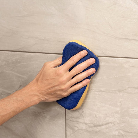 QEP 70010 Polishing Sponge, 7-1/2 in L, 5-1/2 in W, 2 in Thick, Microfiber, Blue/Yellow