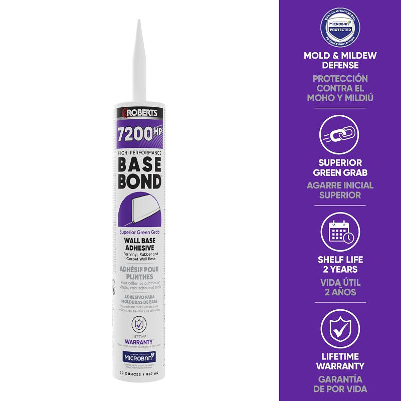 Roberts 7200-HP30 Wall Base Adhesive, Tan, 30 oz Tube, Pack of 12