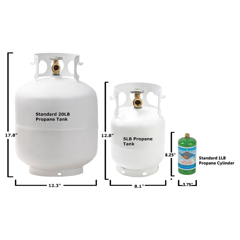Flame King YSN5LB Cylinder with Overfill Protection Device, 5 lb Tank, Steel, White