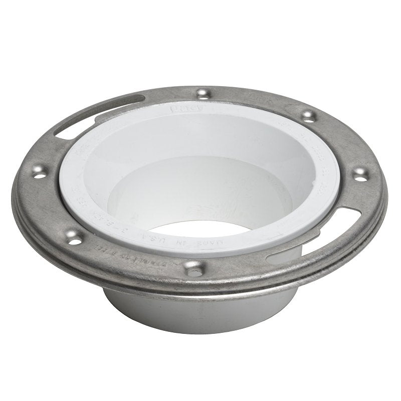Oatey 43495 Closet Flange, 3 or 4 in Connection, Solvent Weld, PVC/Stainless Steel, White, For: 3 in, 4 in Pipes