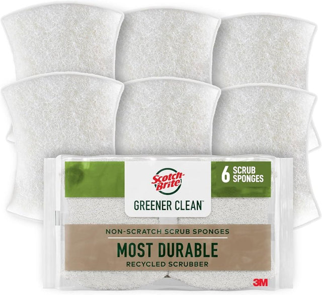 Scotch-Brite Greener Clean Series 97036-UG Non-Scratch Scrubber, Cellulose Abrasive, 83 mm L, 66 mm W, Brown