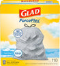 Glad ForceFlex Series 78554 Tall Kitchen Trash Bag, 13 gal, Polyethylene Resin, Gray
