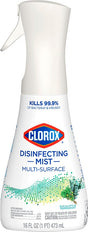 Clorox 60152 Multi-Surface Disinfectant, 16 oz, Trigger Spray Bottle, Liquid, Eucalyptus Peppermint, Clear
