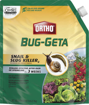Ortho Bug-Geta 0475610 Snail and Slug Killer, Granular, Ornamental, Vegetable Gardens, 6 lb Bag