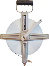 Keson SNR18300 Tape Measure, 300 ft L Blade, 3/8 in W Blade, Steel Blade, Stainless Steel Case, Chrome Case