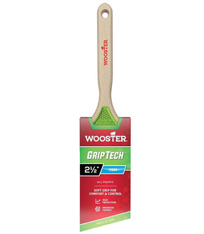 Wooster GripTech Series 5401-2.5 Paint Brush, 2-1/2 in W, Angle Brush, 2-7/8 in L Bristle, Polyester Bristle