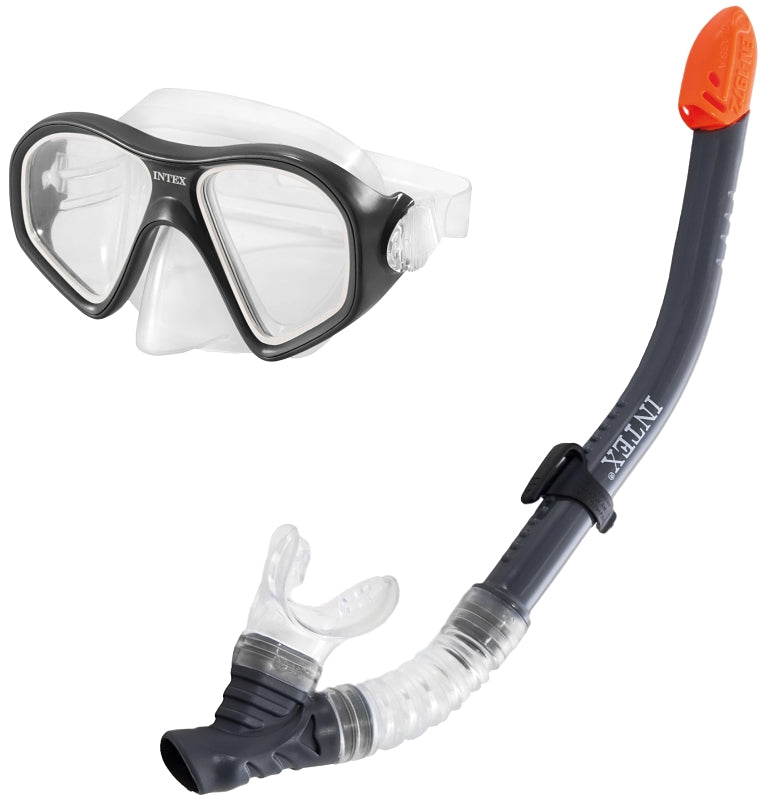 Intex 55648E Swim Mask Set, 14 year and Up, Polycarbonate Lens, TPR Frame