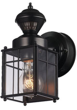 globe Franklin 60000001 Motion-Sensing Wall Lantern, LED Lamp, Black Fixture, Matte Black Fixture, Pack of 2