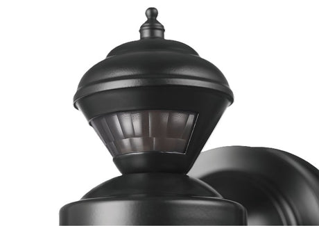 globe Franklin 60000001 Motion-Sensing Wall Lantern, LED Lamp, Black Fixture, Matte Black Fixture, Pack of 2
