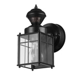 globe Franklin 60000001 Motion-Sensing Wall Lantern, LED Lamp, Black Fixture, Matte Black Fixture, Pack of 2