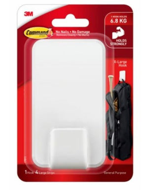 Command 17011-ES Extra Large Hook, 15 lb, Plastic, White