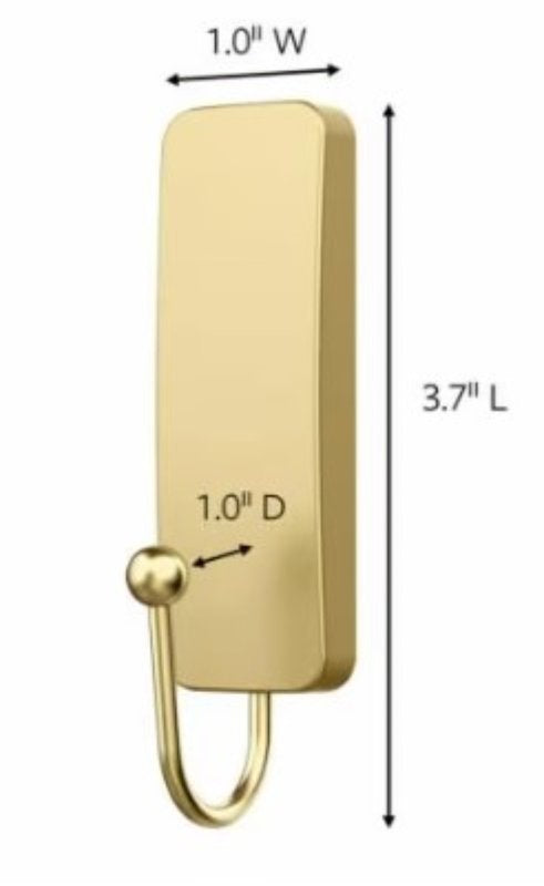 3M 17034BR-2ES Medium Hook, 2-Hook, Brass, Satin