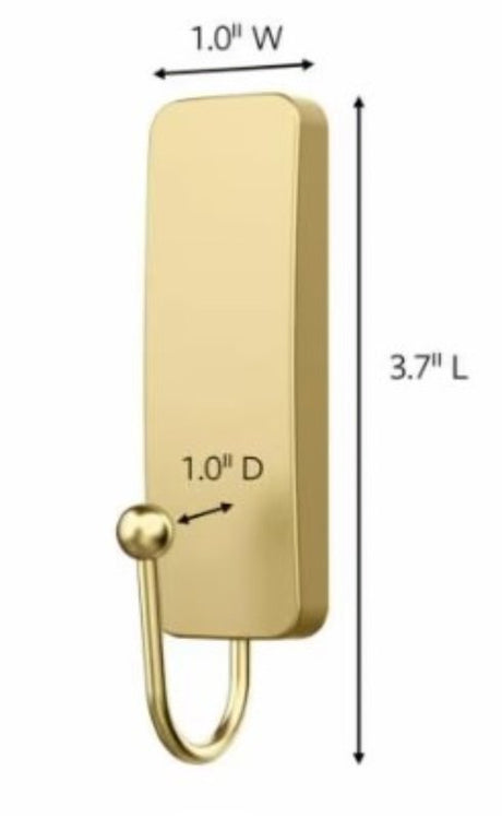 3M 17034BR-2ES Medium Hook, 2-Hook, Brass, Satin