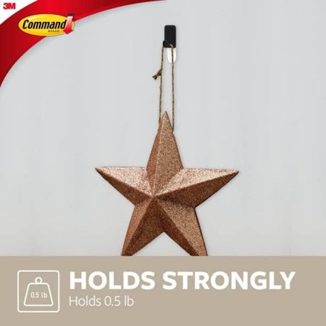 Command 17032MB-4ES Hook, 0.5 lb, 4-Hook, Black, Matte