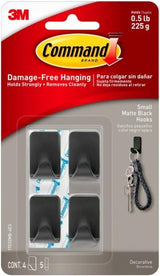 Command 17032MB-4ES Hook, 0.5 lb, 4-Hook, Black, Matte