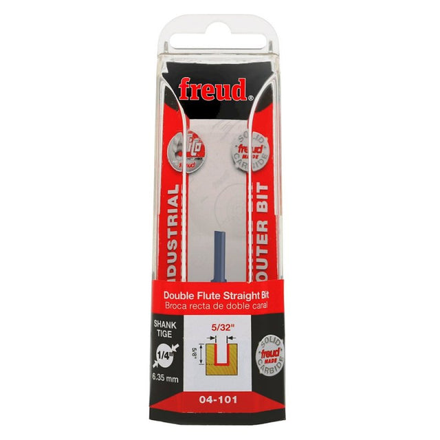 Freud 04-101 Double Flute Straight Bit, 5/32 in Dia Cutter, 5/8 in L Cutting, 1-1/2 in OAL, 1/4 in Dia Shank, 2-Cutter