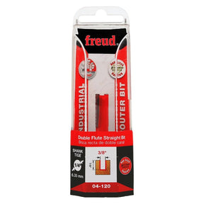 Freud 04-120 Double Flute Straight Bit, 3/8 in Dia Cutter, 7/8 in L Cutting, 1-7/8 in OAL, 1/4 in Dia Shank, 2-Cutter